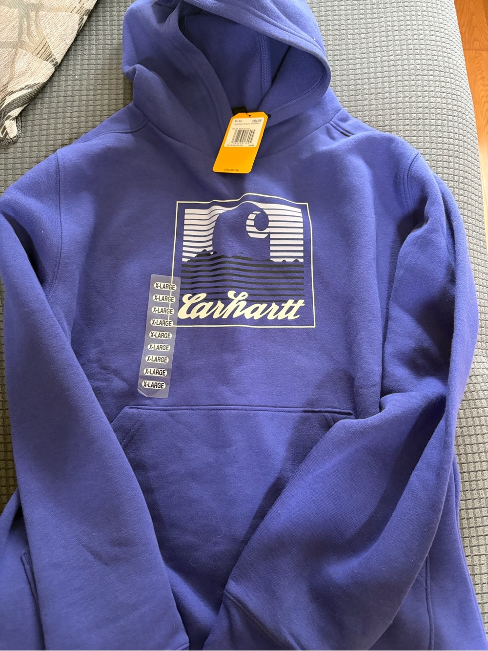 Carhartt kids Crewneck Hoodie in Violet Blue with White Logo